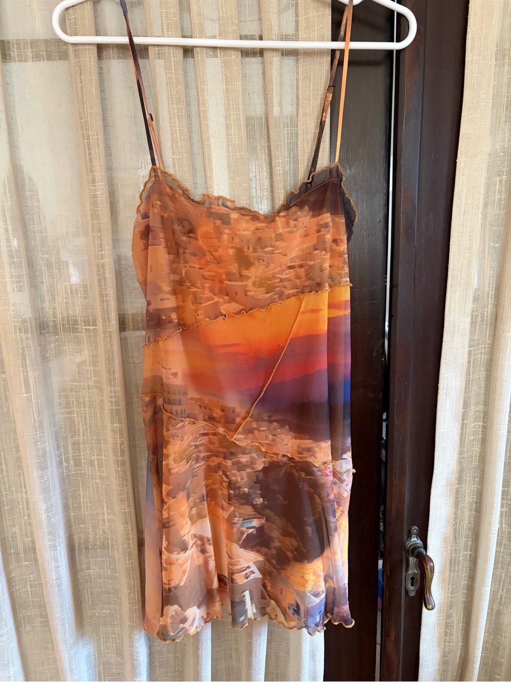 Urban Outfitters Orange Multi Printed Slip Dress
